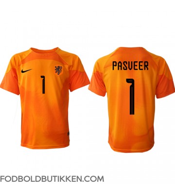 Holland Remko Pasveer #1 Målmand Udebanetrøje VM 2022 Kortærmet